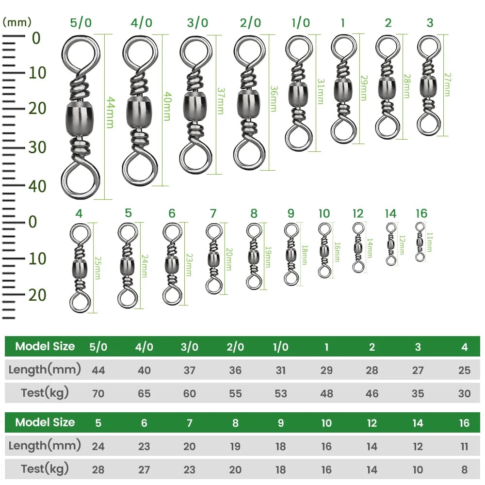 Barrel Swivel en Acier Carbone 100 Pièces pour Pêche en Mer - Connecteurs Hameçons et Accessoires