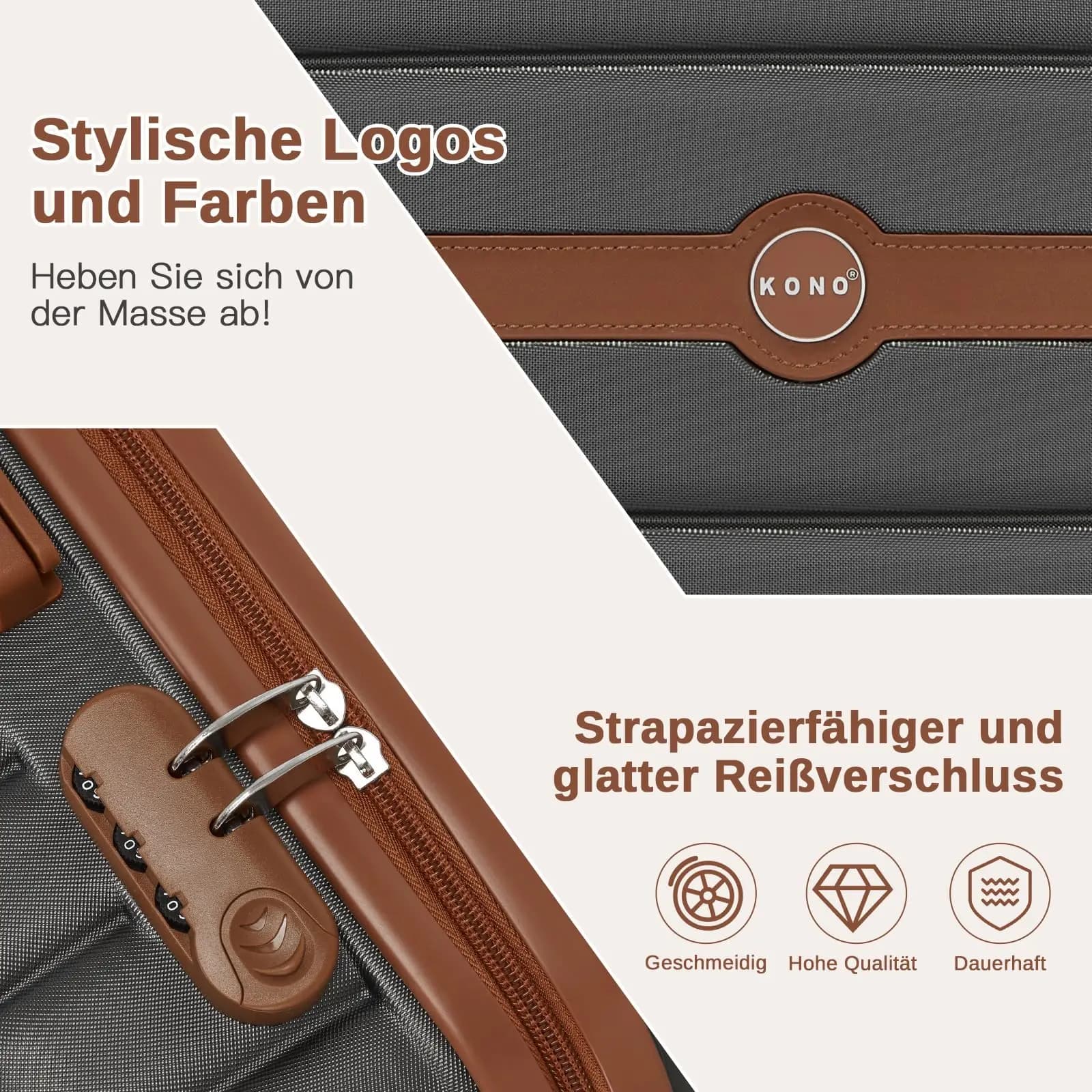 Valise rigide KONO 55-76 cm à roulettes 360° - Idéale transport matériel pêche voyages