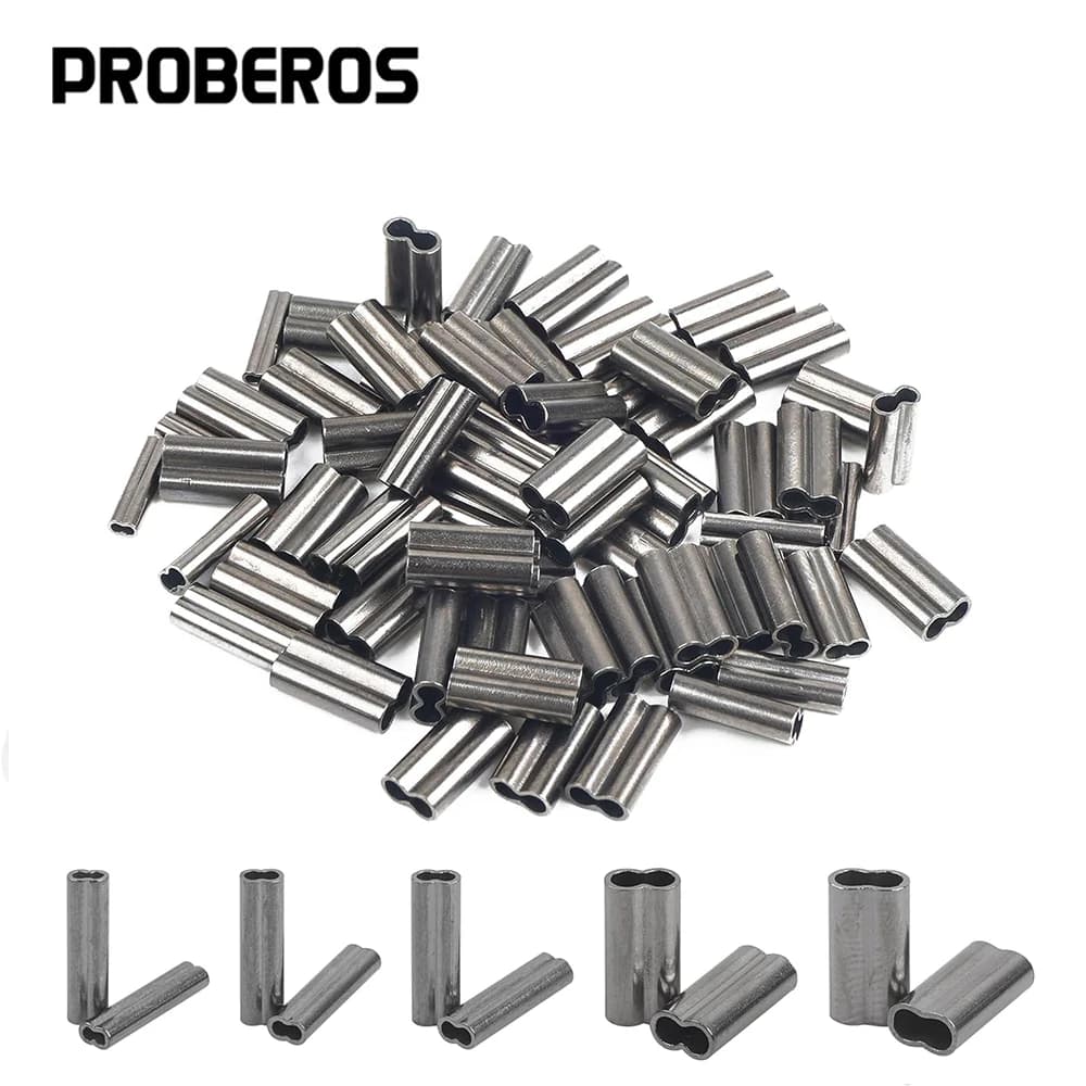 50 pièces manchons de sertissage cuivre double barillet pour bas de ligne pêche - Connecteurs tube crimp PRO BEROS