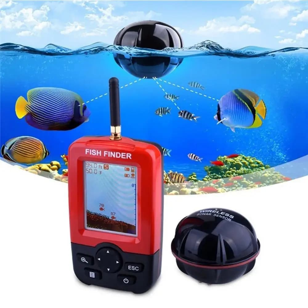 Finder pêche portable sans fil : sonar intelligent détecteur profondeur alarme pour lac et mer