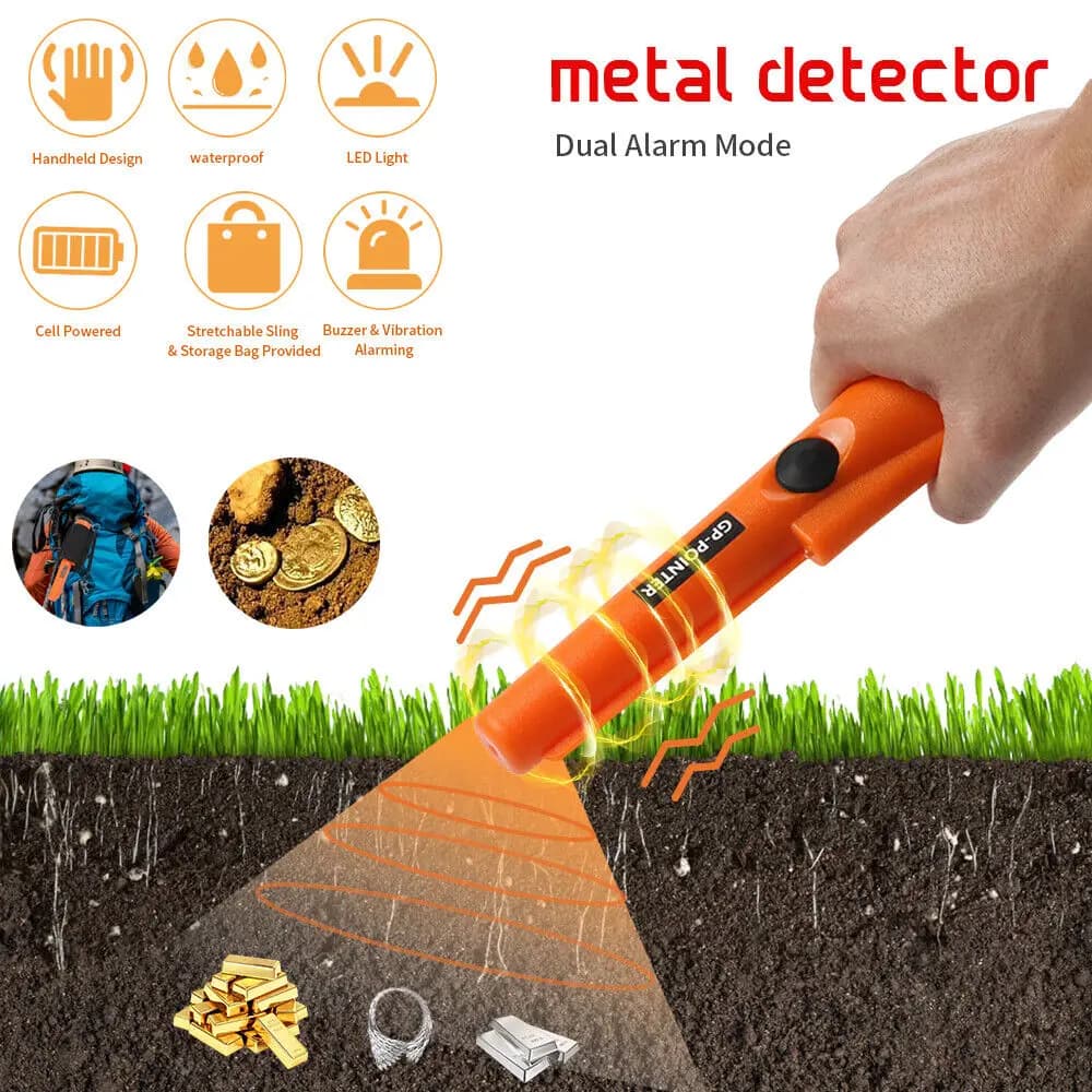 Détecteur de métaux portable Treasure Hunter pointeur étanche détection 360° chasse aux trésors