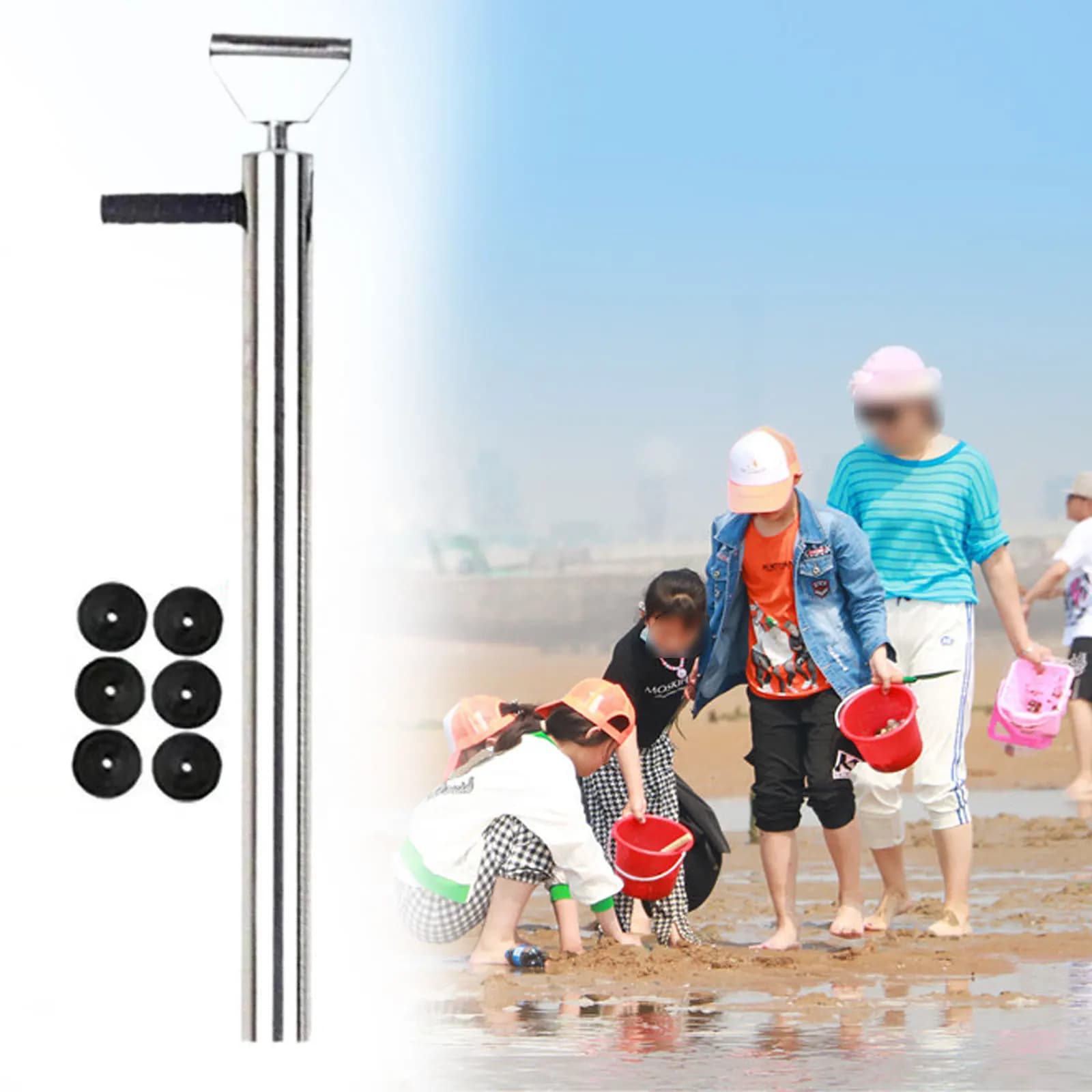 Pompe crevettes mantis acier inoxydable portable pour pêche crustacés plage extérieur facile à transporter