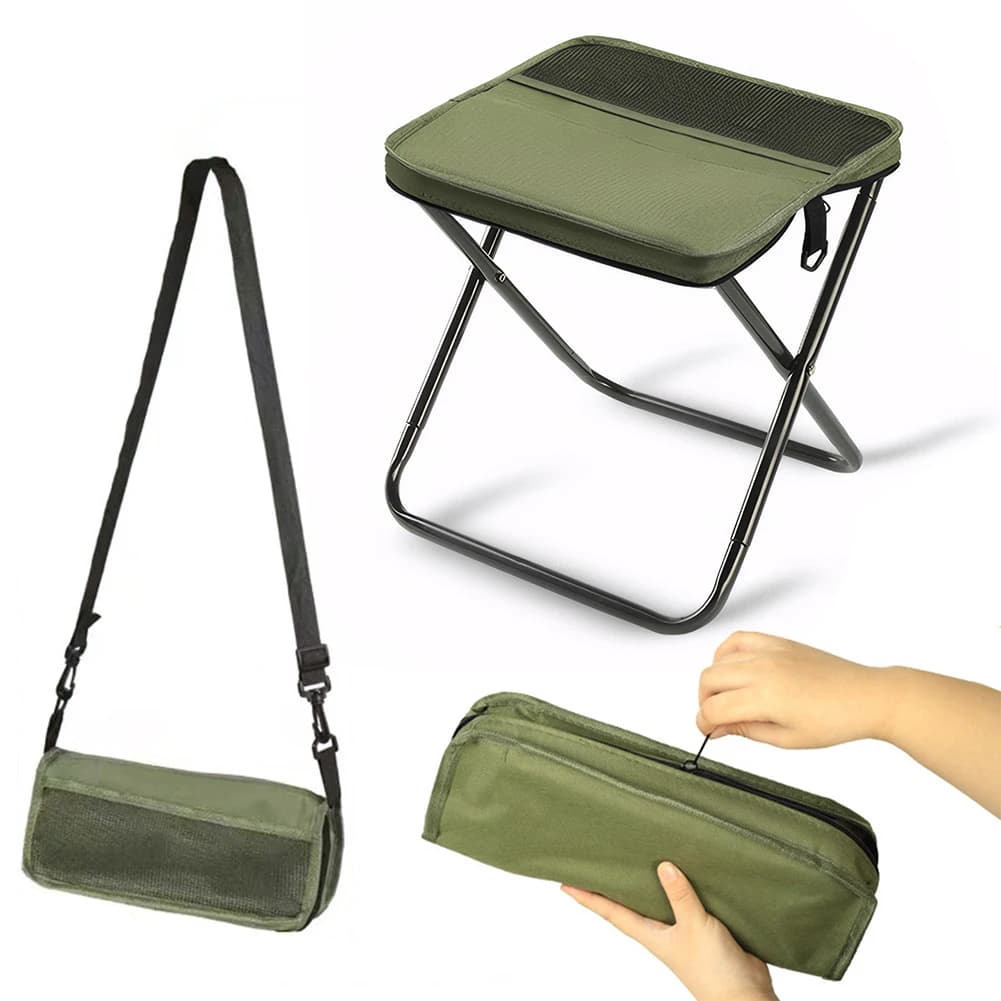 Tabouret sac à dos pliant pêche - Siège randonnée léger avec filet rangement pour aventures pêche