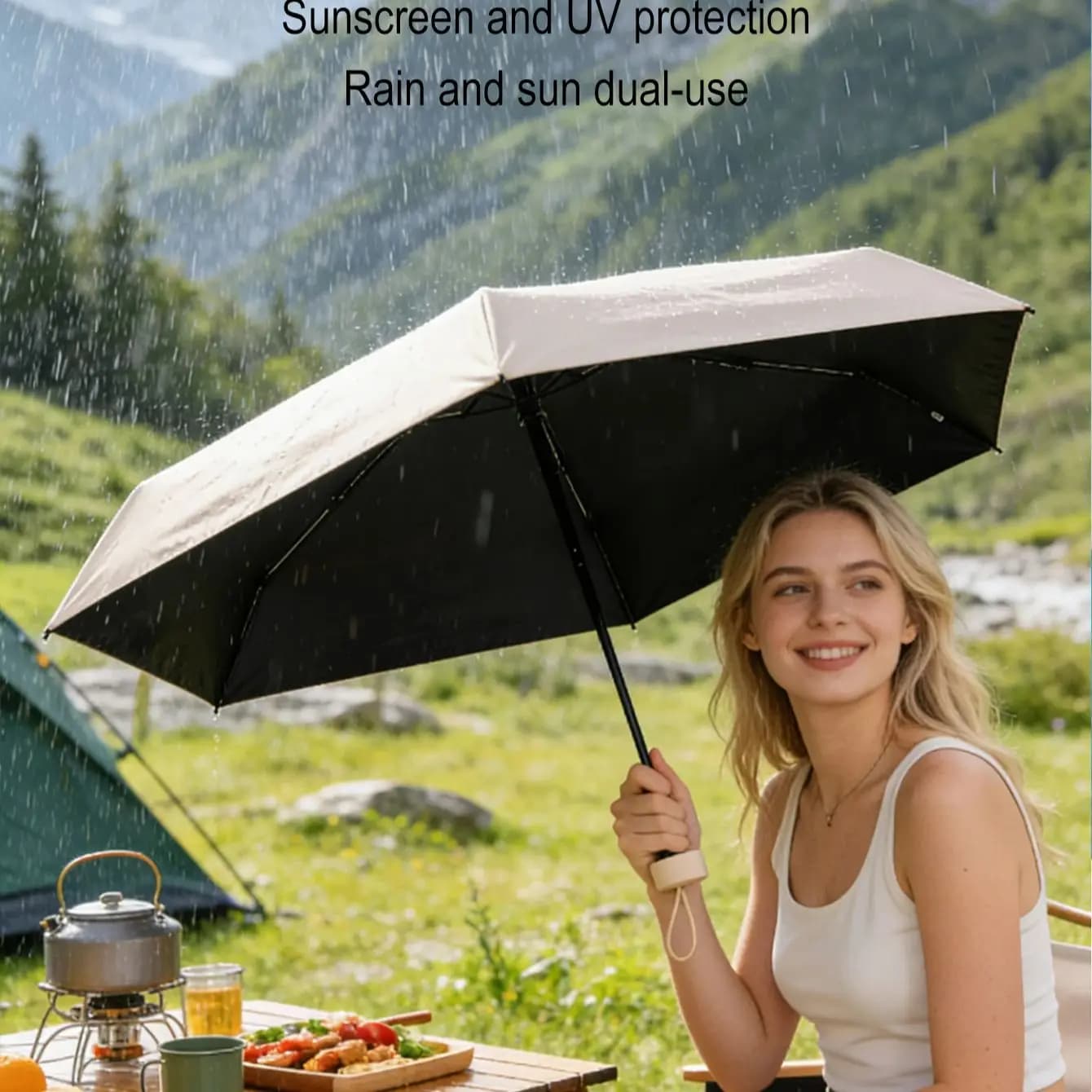 Mini parapluie poche 5 plis ultra compact pour femme léger protection soleil pluie pêche
