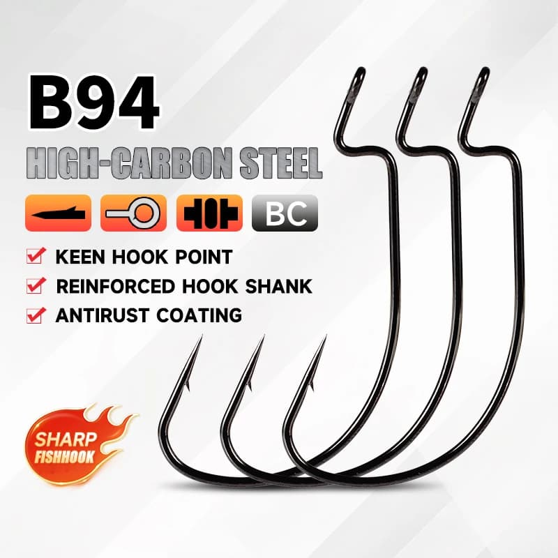 Hameçon crank offset 6/0 pour leurres souples - 10 pièces - Accessoires pêche leurres carnassiers