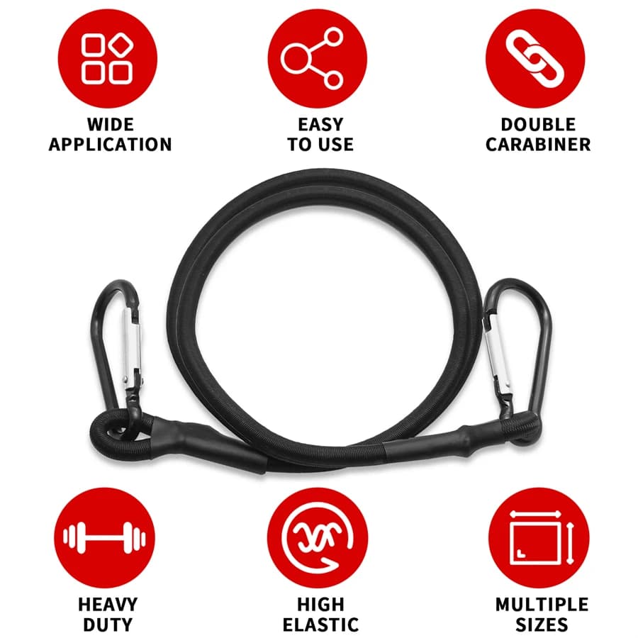 Cordes élastiques bungee 8mm avec crochets pour attacher vélo, bagages et équipement de pêche - 30/150cm