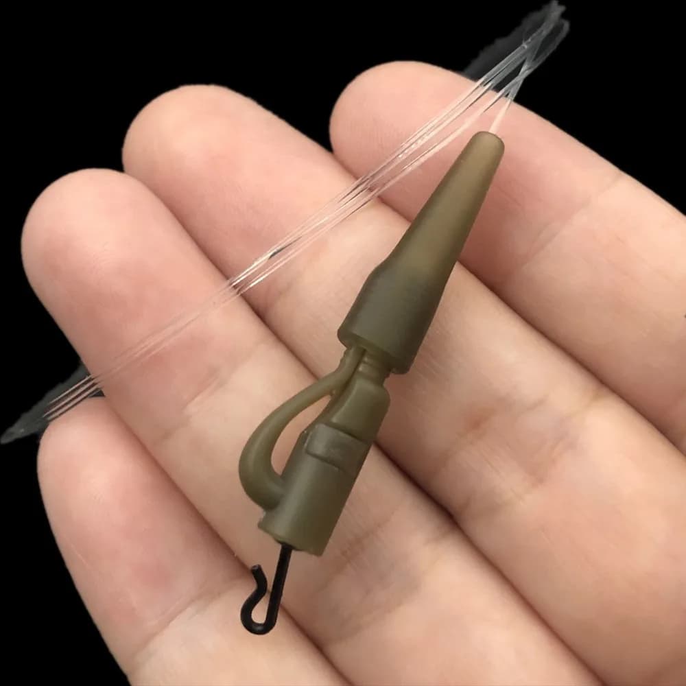 Leaders fluorocarbone prêts à l'emploi pour carpe - Bas de ligne avec clips plombés et émerillon QC