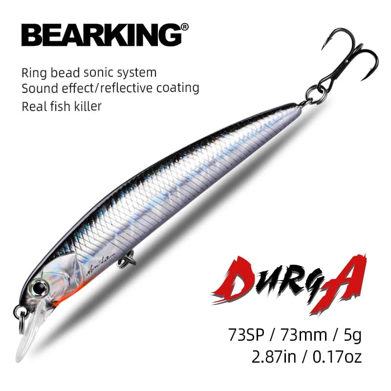 Leurre minnow BEARKING 73mm 5g avec poids magnétique - Crankbait professionnel qualité premium