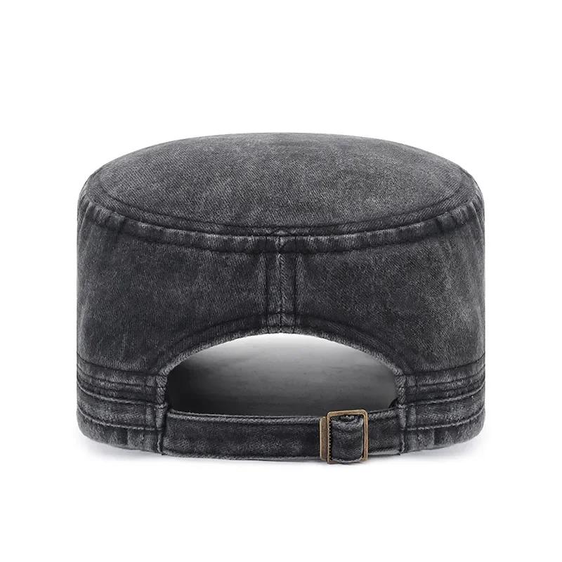 Casquette militaire coton lavé plat pêcheur ajustable extérieure rétro armée homme femme pêche