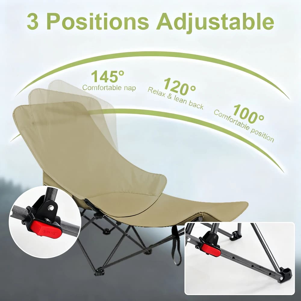 Fauteuil pliant réglable avec repose-pieds intégré - Siège pêche camping plage avec sac de rangement