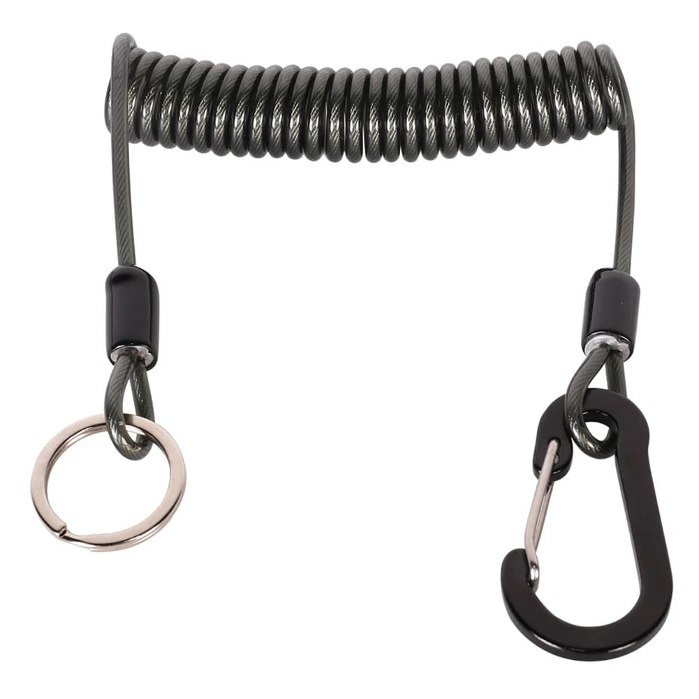 Lanyard anti-perte canne à pêche avec ressort spiralé et mousqueton pour émerillons et leurres