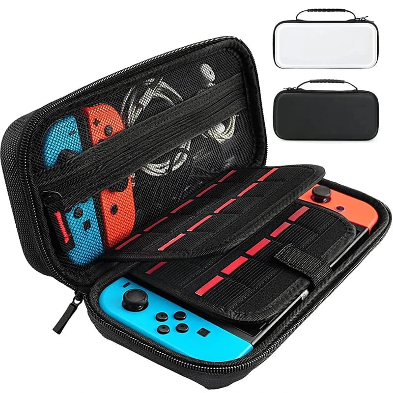 Étui de transport pour Nintendo Switch OLED avec 20 cartouches de jeu - Coque rigide protectrice