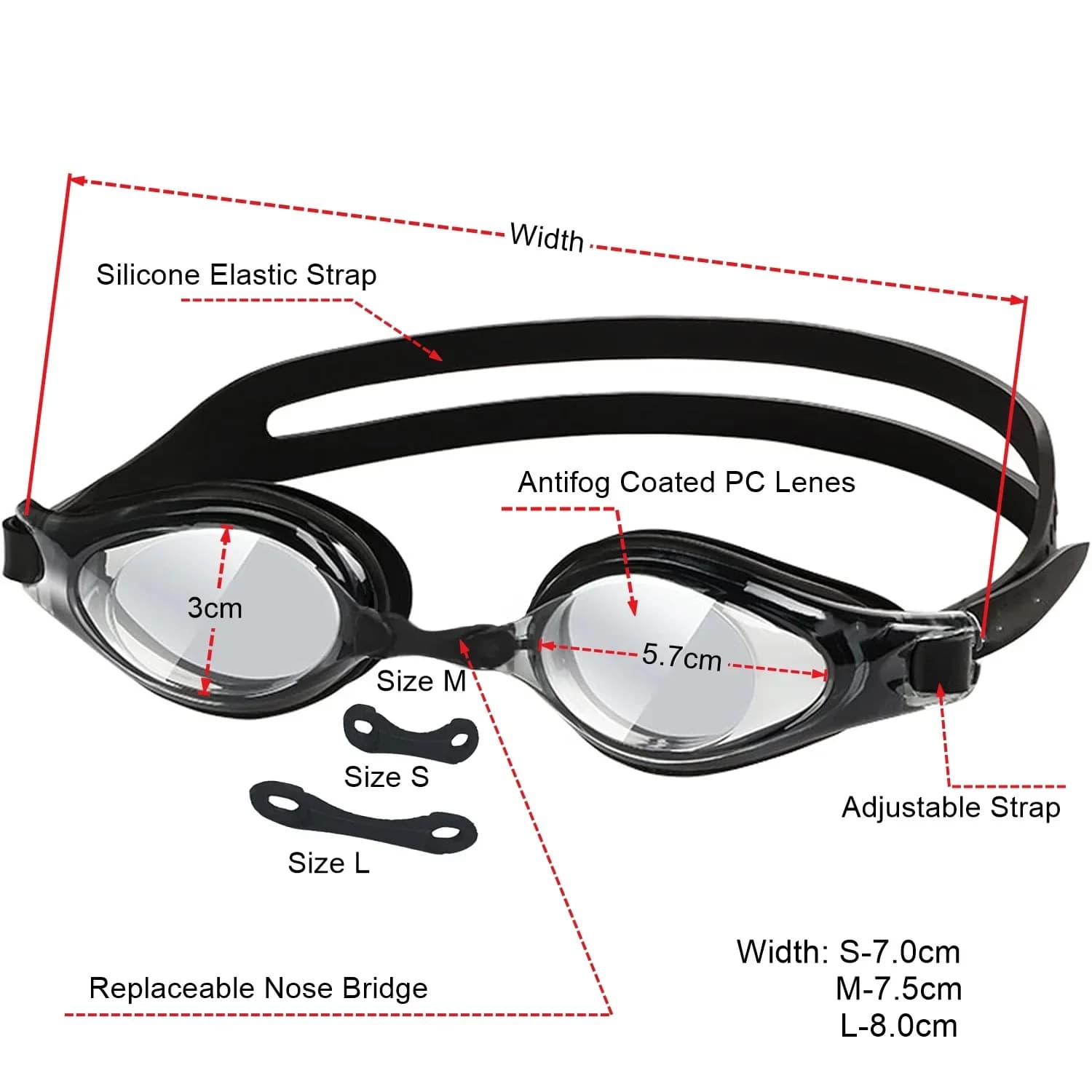Lunettes de natation sur mesure anti-buée style course myopie adultes pêche
