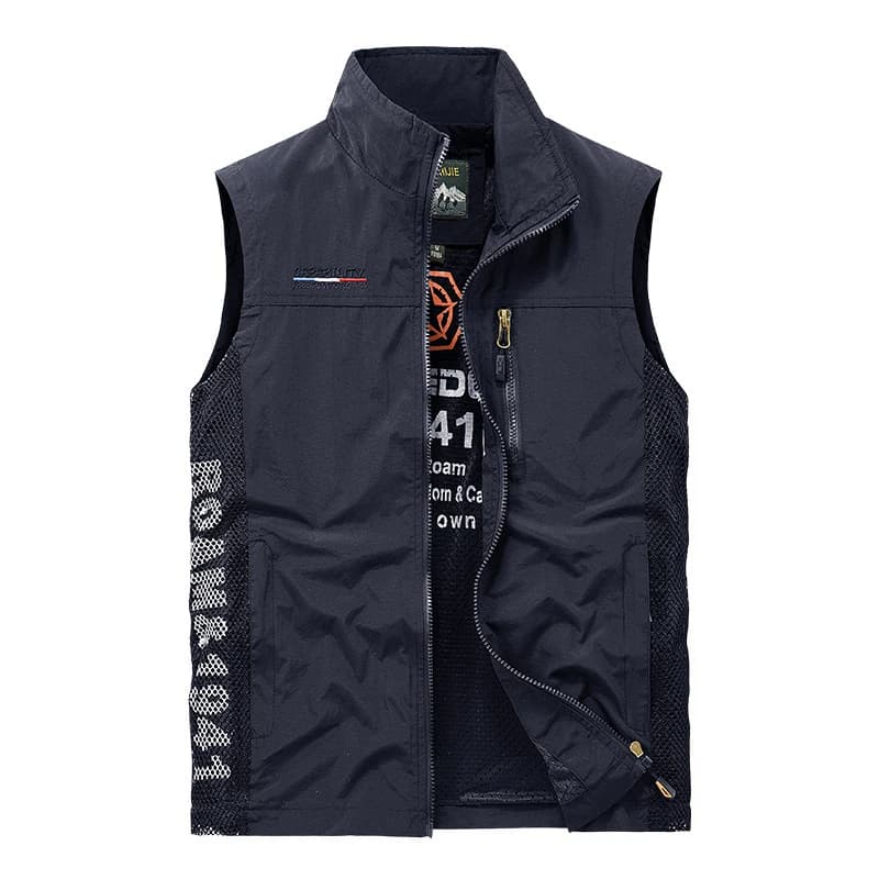 Veste homme été sans manches respirante pêche photographie loisirs extérieur veste mesh léger