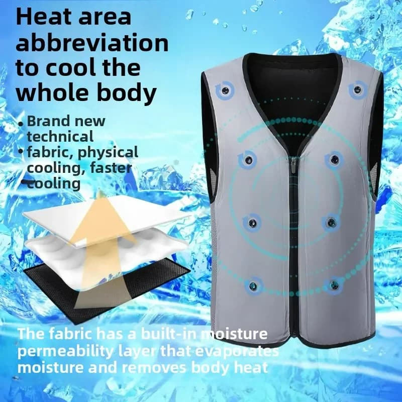 Veste Rafraîchissante Homme Gel Froid Pêche Été Travail Basse Température Veste Sans Manches