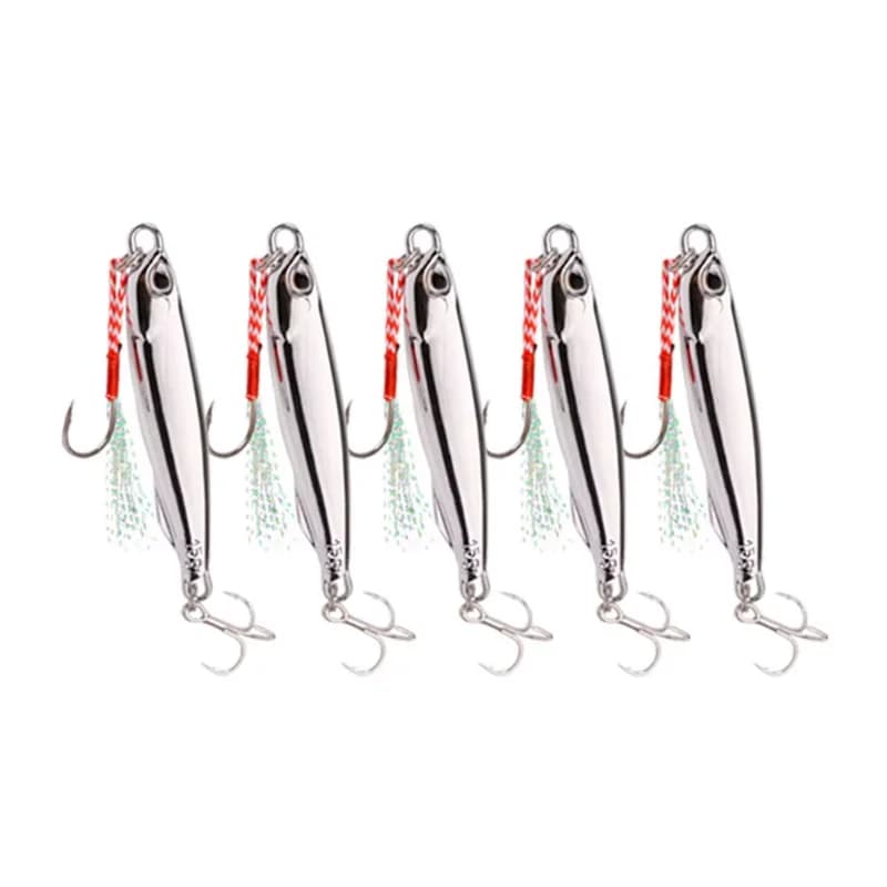 10 leurres métal jig 30g/40g argentés - Appâts mer et eau salée pour bar et carnassiers marins