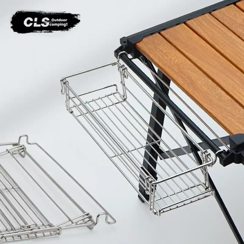 Support de rangement latéral aluminium extensible IGT pour table pliante outdoor, panier extensible JUNGLE KING