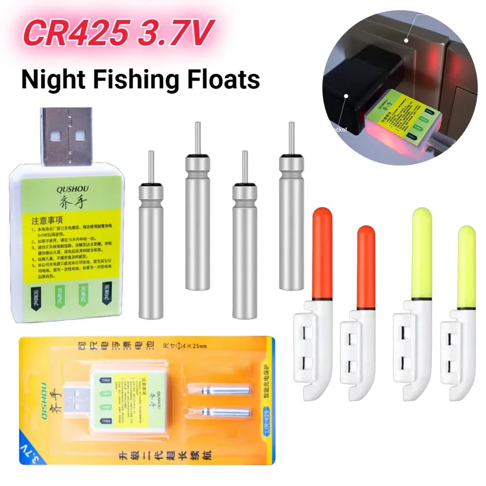 Flotteur lumineux rechargeable USB pour la pêche de nuit CR425 3.7V avec batterie et accessoires
