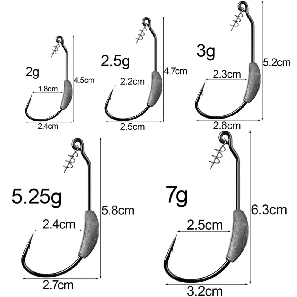 5 PCS têtes plombées crank avec ressort pour montages Texas rig pêche au leurre souple