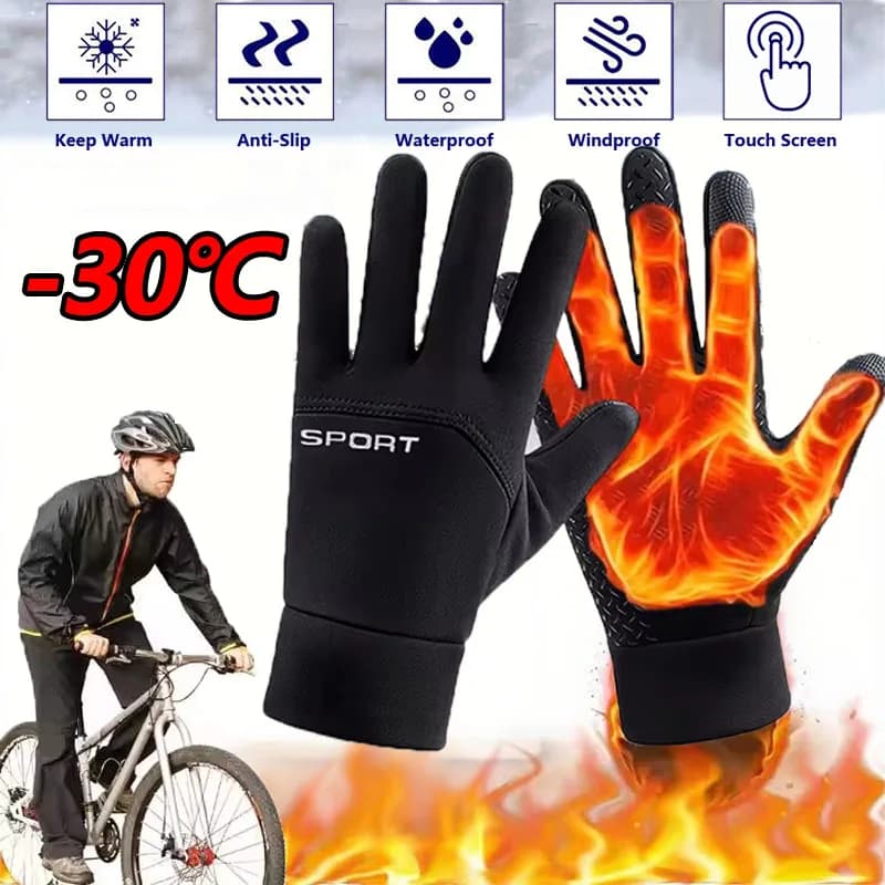 Gants running vélo imperméables coupe-vent - Chauffants avec bout des doigts écran tactile