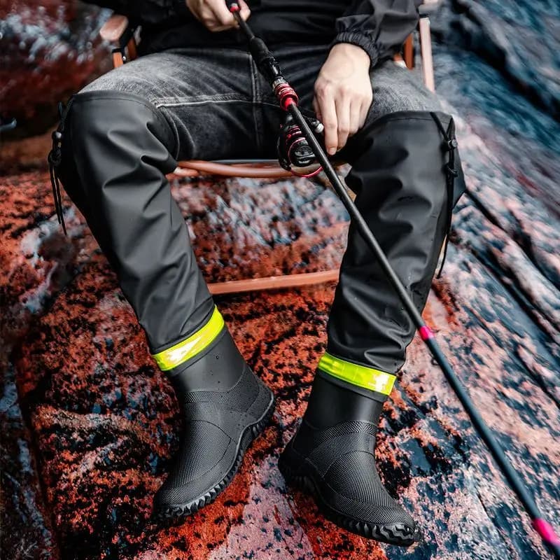 Bottes de pluie homme mode haut-de-gamme imperméables anti-dérapage couple pêche extérieur longue tige