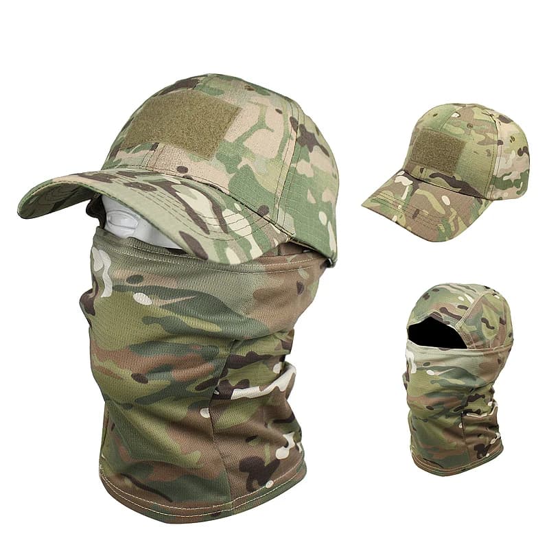 Casquette tactique pêche balaclava intégré - Masque visage été snapback chasse camouflage