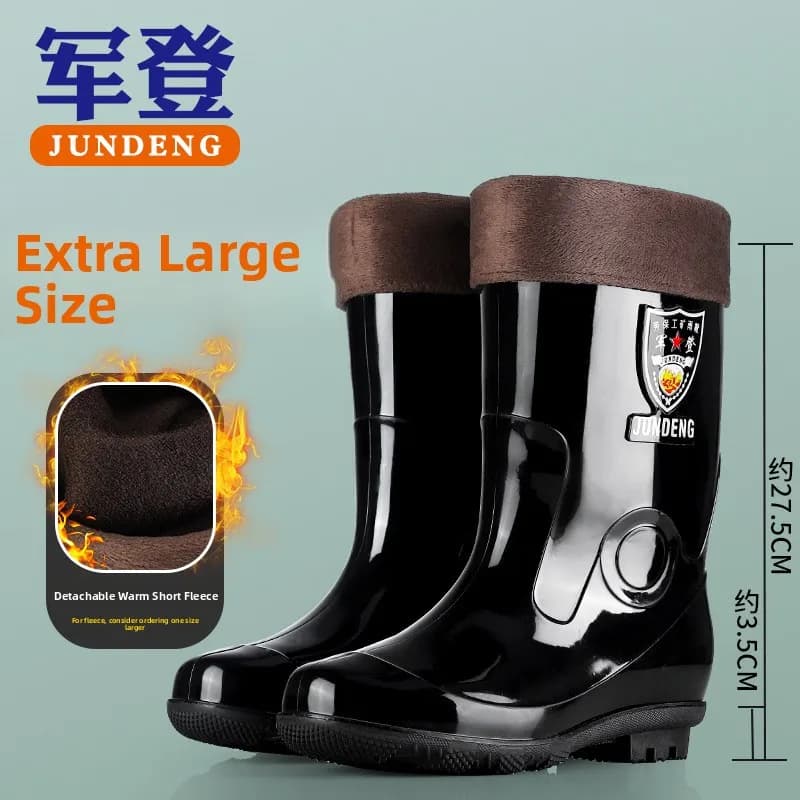 Bottes pluie grande taille homme mi-mollet épaissies chaussures aquatiques résistantes acides-bases légères anti-dérapantes