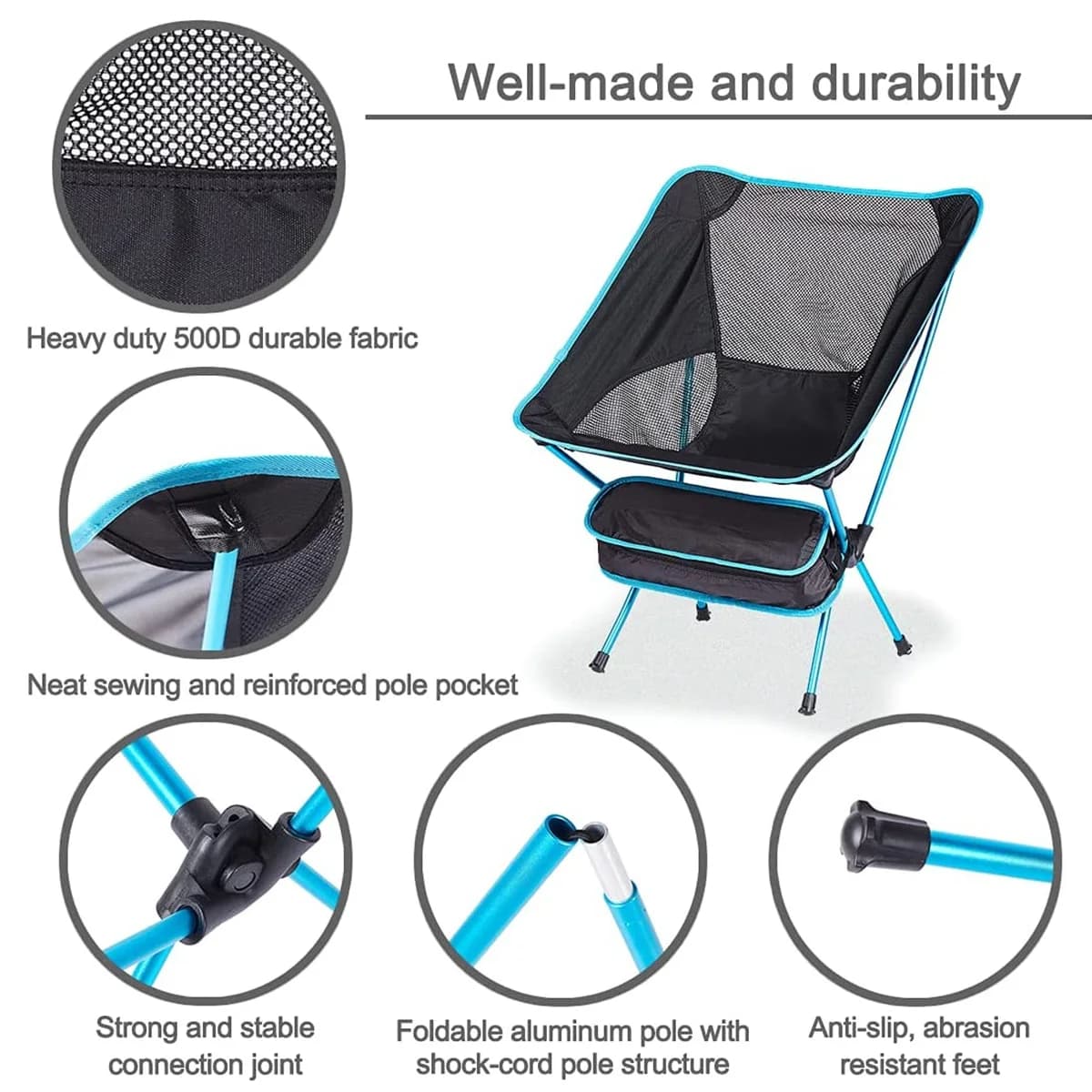 Chaise de pêche pliante ultralégère pour camping randonnée plage pique-nique portable et compacte