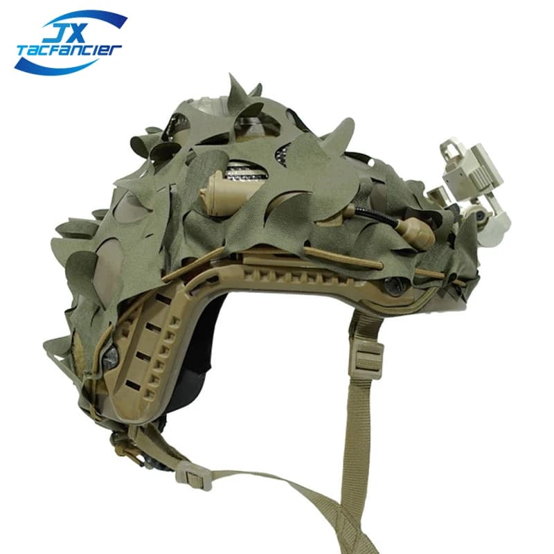 Filet de camouflage 3D pour casque airsoft - Housse nylon découpée laser chasse paintball parachutiste