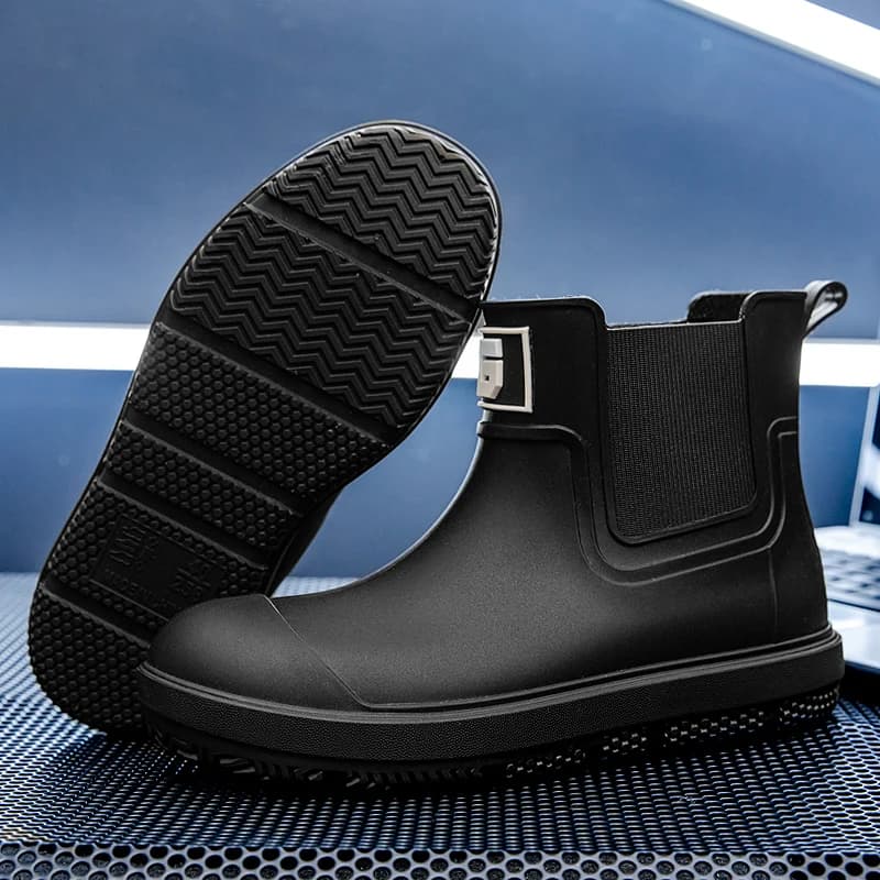 Bottes de pluie courtes anti-dérapantes pour pêche et travail en extérieur - Modèle PVC imperméable