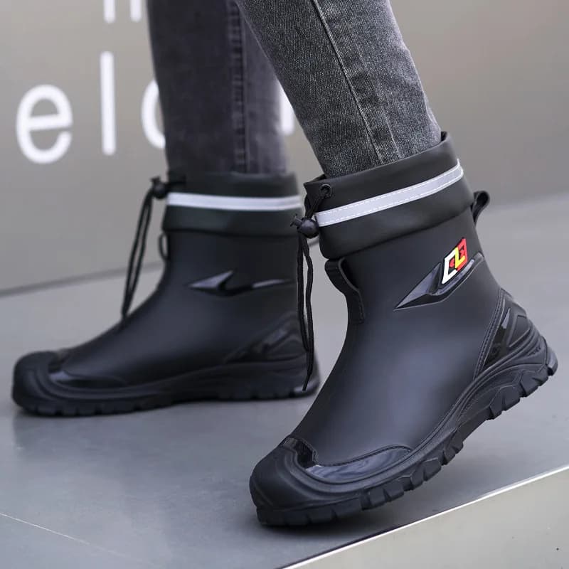 Bottes de pêche courtes doublées polaire antidérapantes pour travail et pêche printanière 2025