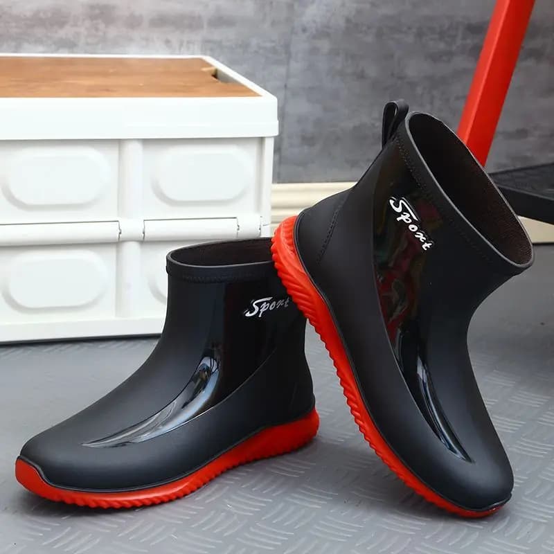 Bottes de pêche courtes homme hiver doublées polaire imperméables résistantes mode PVC extérieur