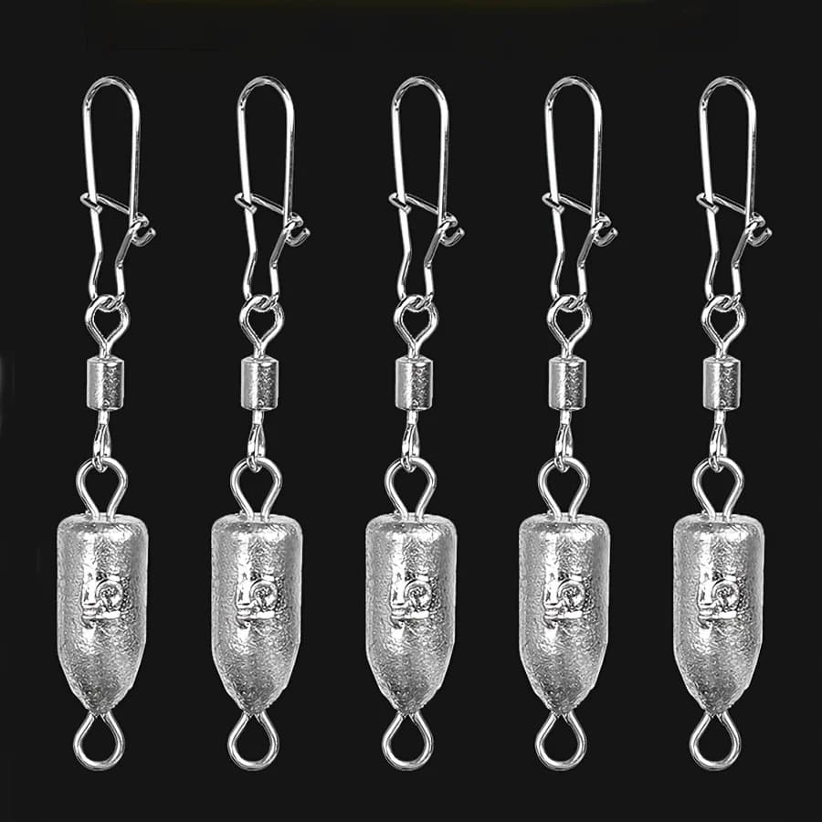 Plombs de pêche bass mer avec émerillon rapide - 5 pièces plombs bullet poids plongée 11 tailles au choix