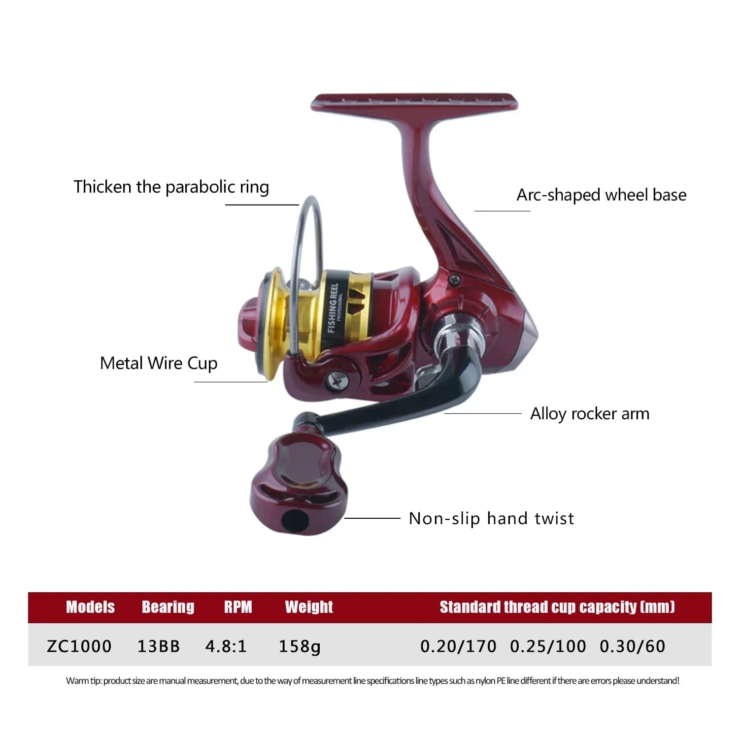 Huidiao 149g Ultralight Spinning Reel 1000 Series 4.8:1 Ice Fishing Reel Metal S