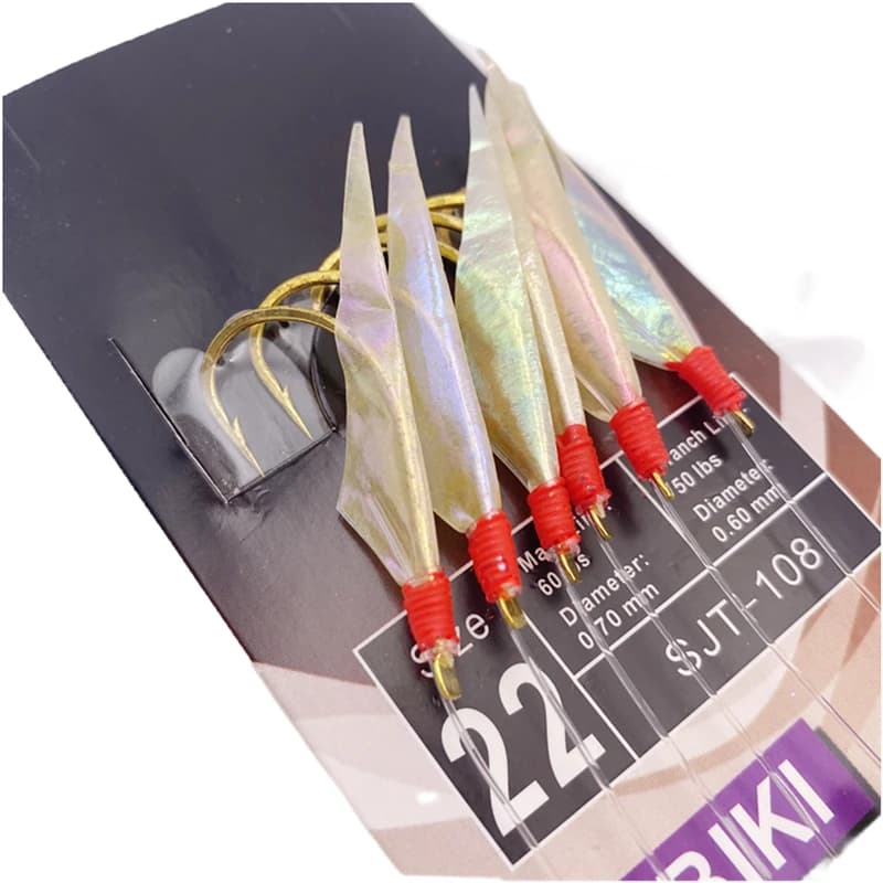 2 packs hameçons sabiki blancs peau poisson - appât crevette lumineux pêche mer