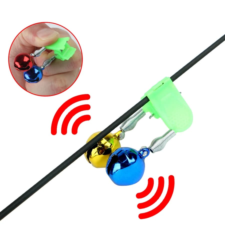 Lot de 10 clips à clochette pour canne - Alerte de touche avec double cloche accessoire pêche FTK
