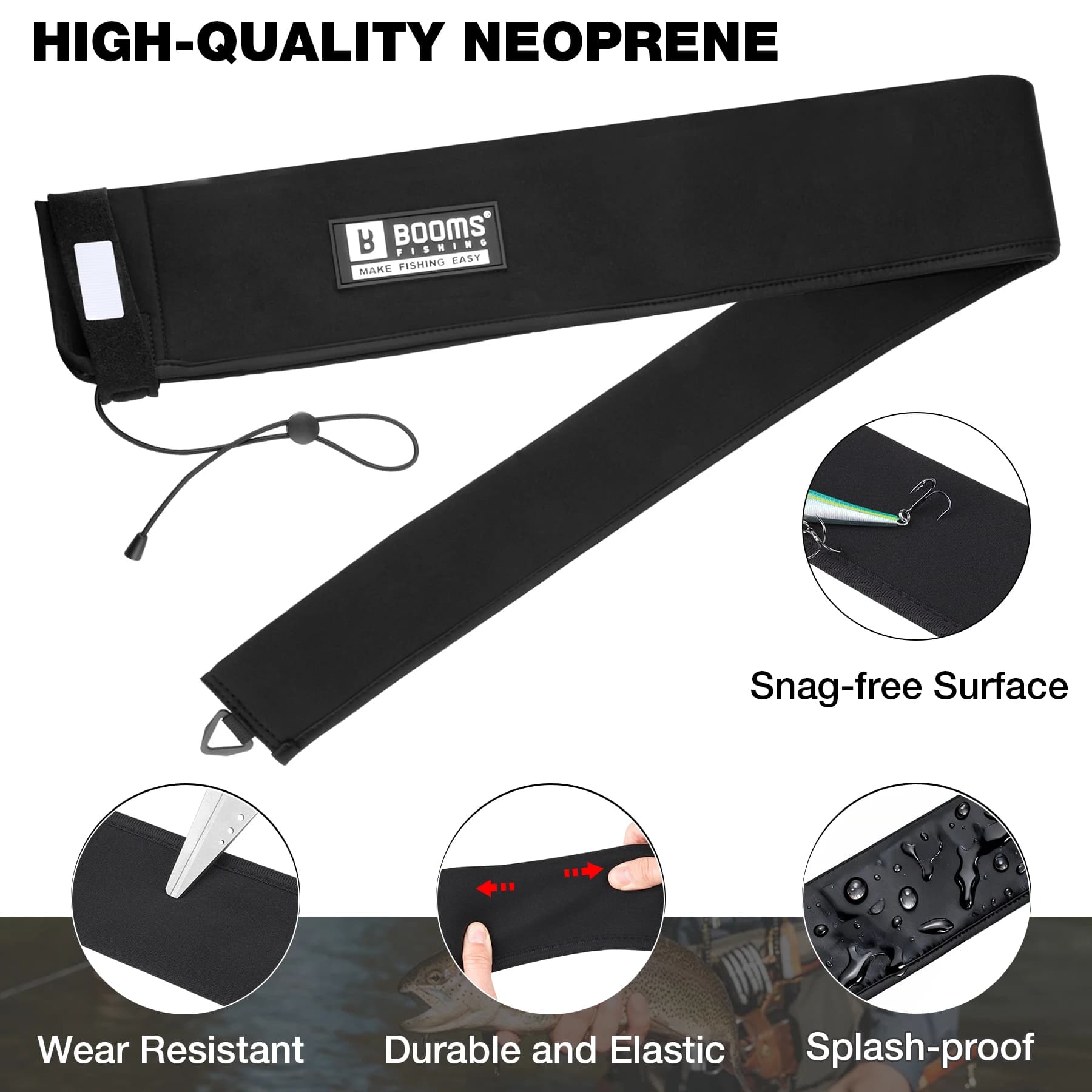 Manchon néoprène Booms Fishing pour cannes 133-174cm - Protection anti-accrochage