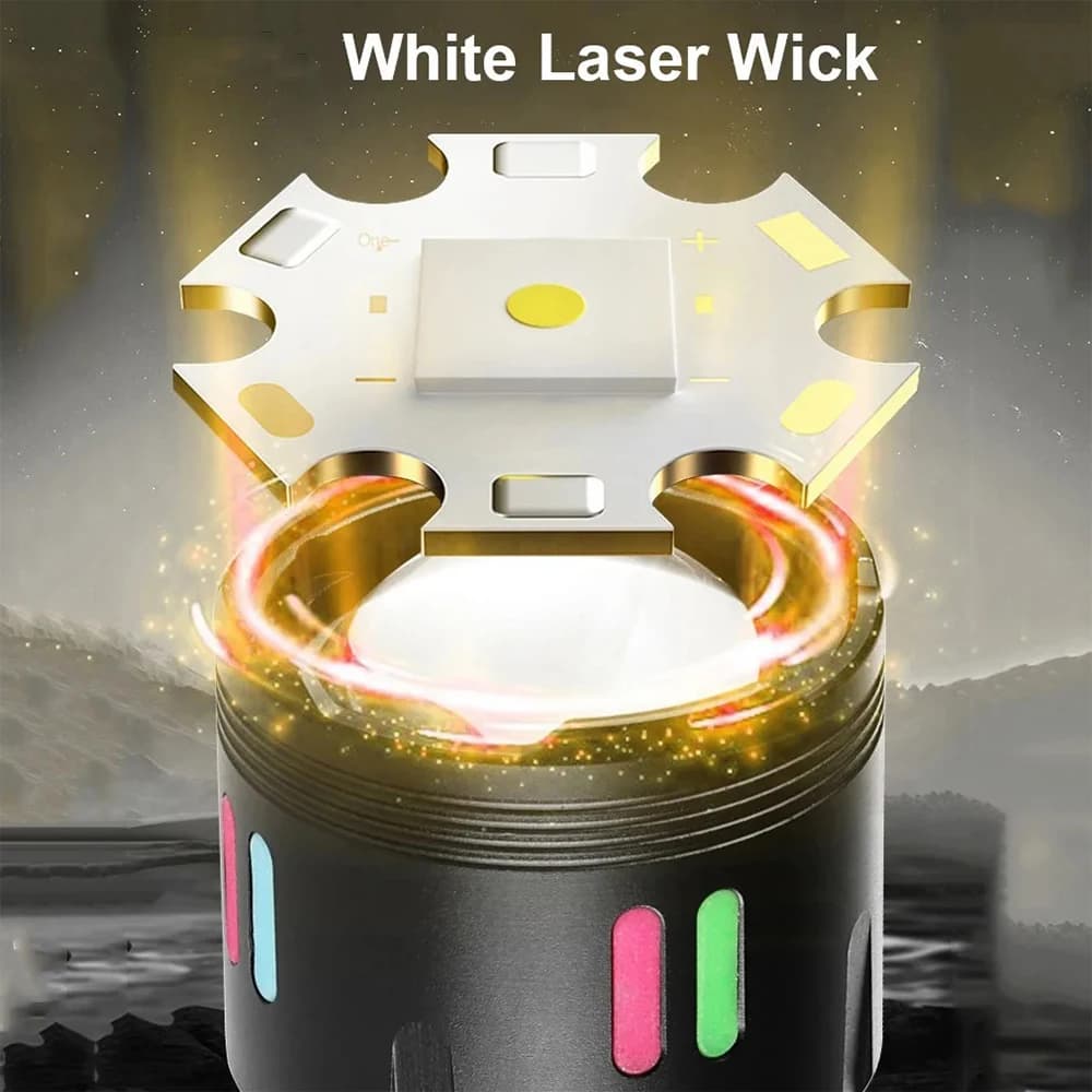Lampe frontale laser blanche étanche USB rechargeable zoomable pour pêche en rivière et camping