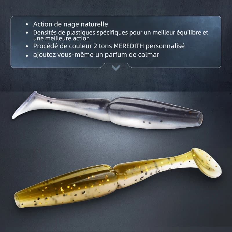 Leurre Souple Meredith Crazy Shiner 70-130mm, Appât Artificiel Wobbler pour la Pêche du Bar et Carnassiers