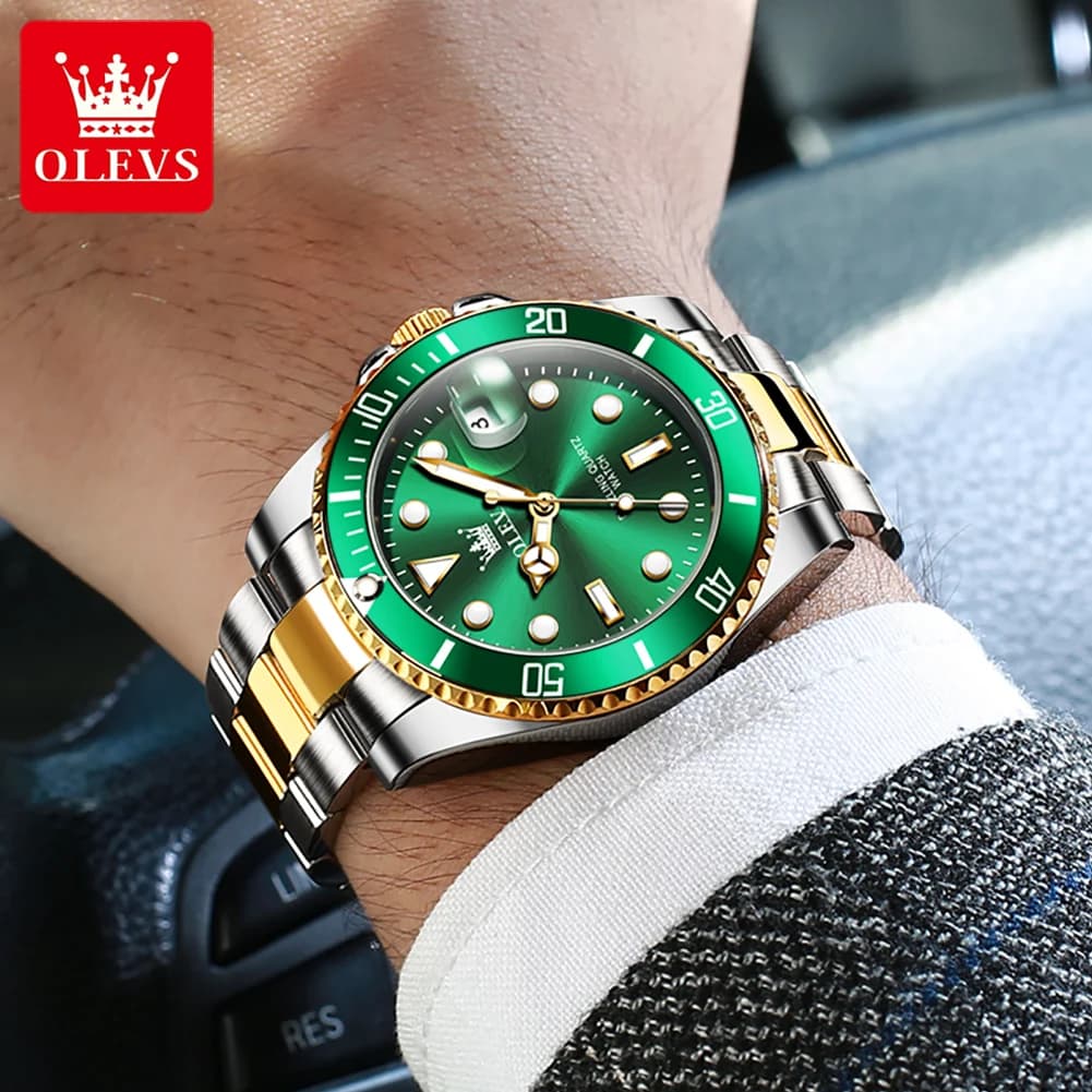 Montre homme OLEVS 5885 automatique étanche acier inoxydable cadeau pêcheur luxe date