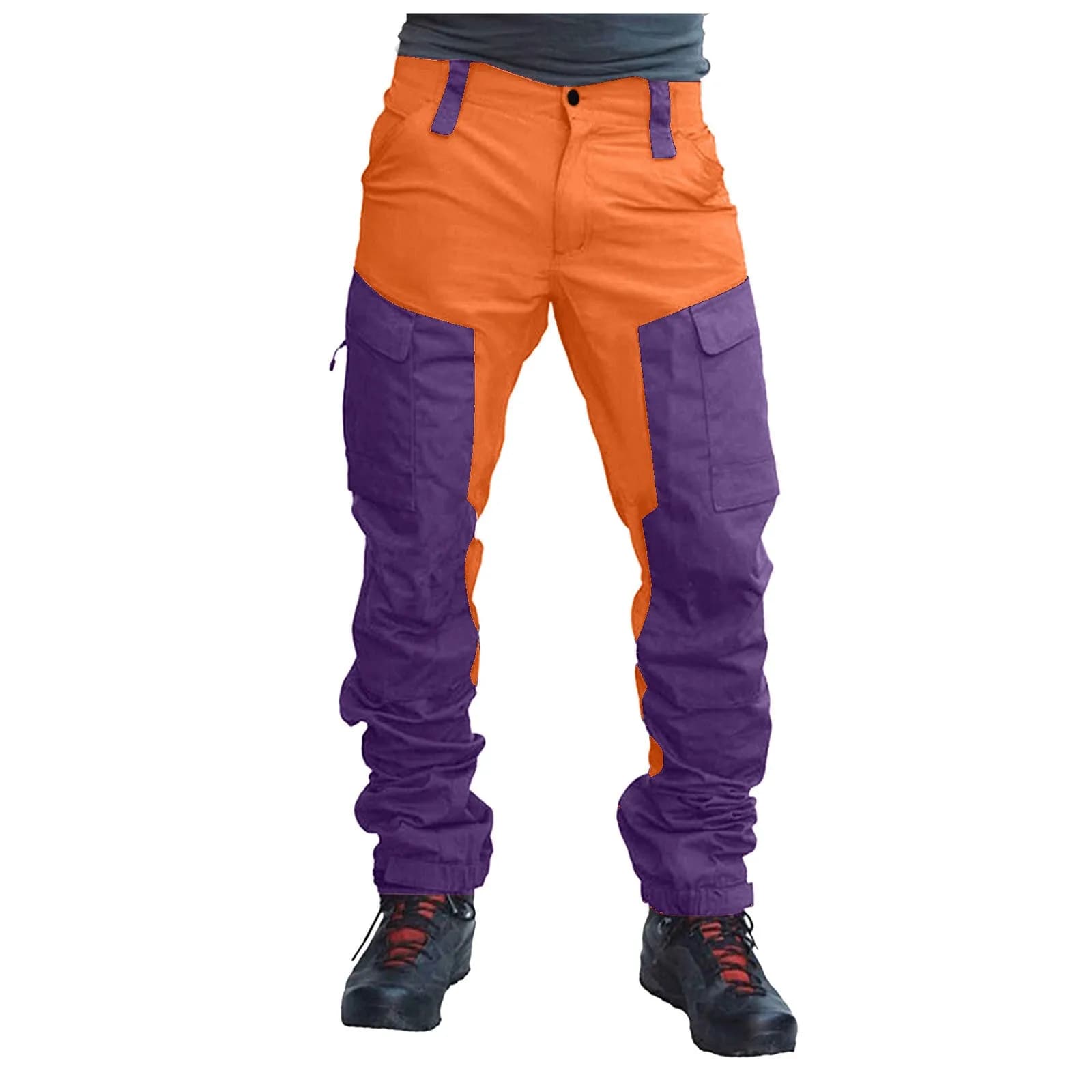 Pantalon cargo deux tons patchwork homme pour pêche jogging travail multi-activités