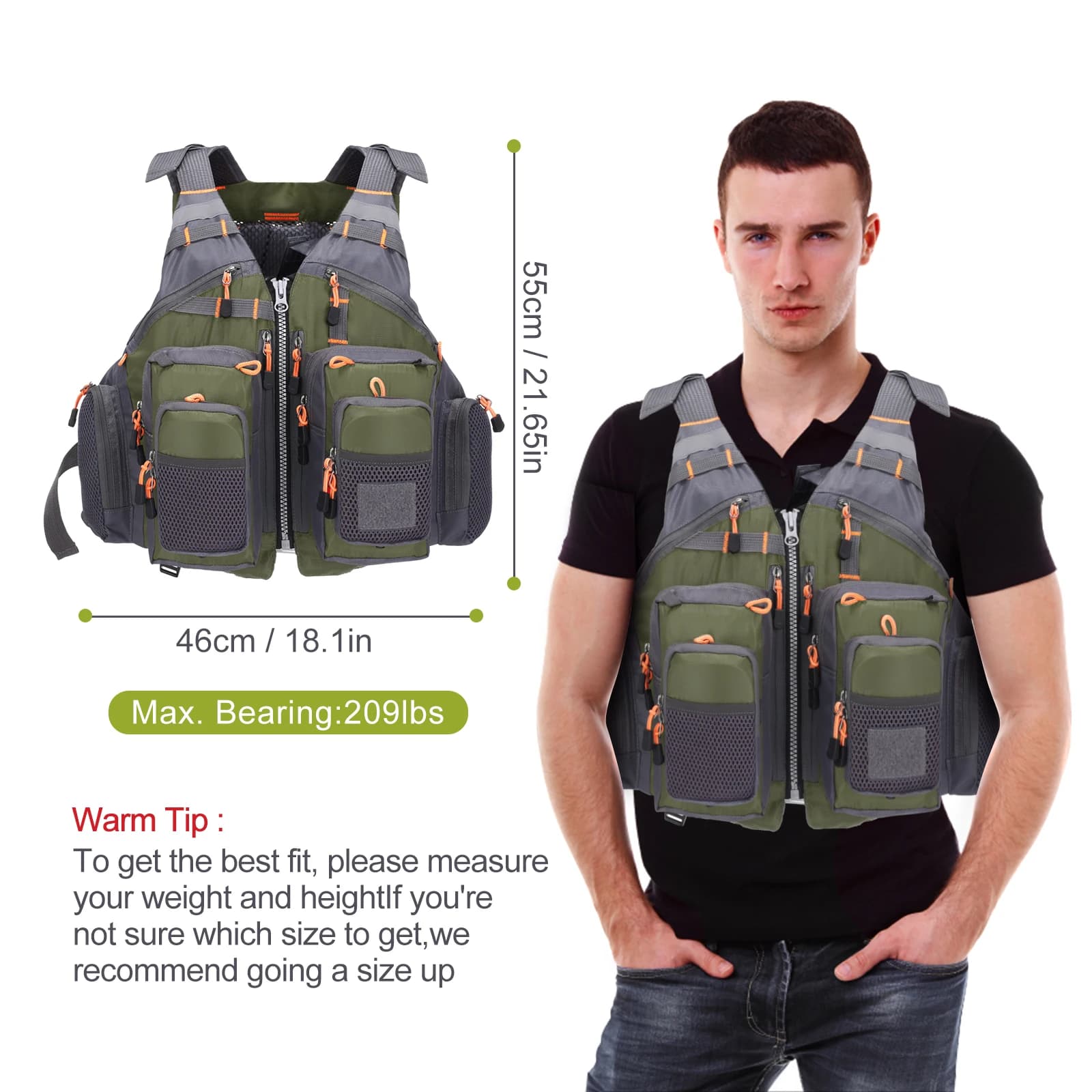 Gilet de sécurité pêche et kayak flottant EPE pour sports nautiques et baignade