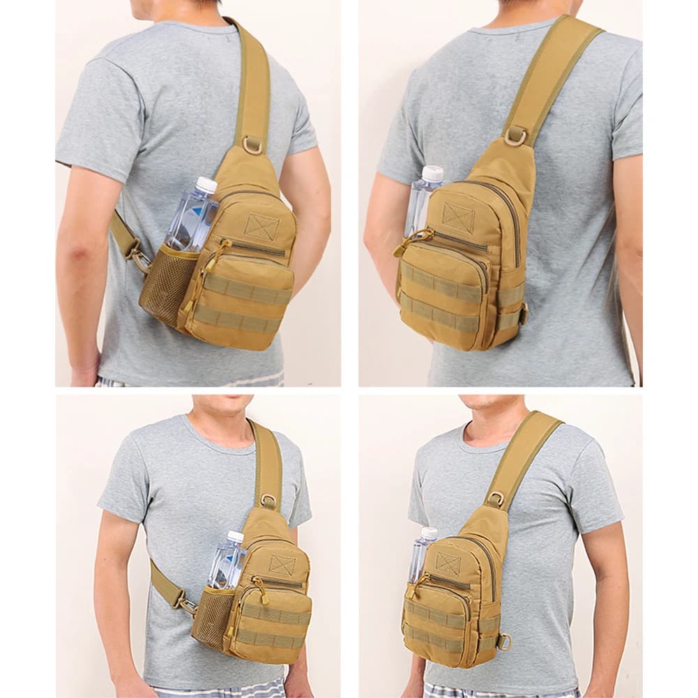Sac tactique camouflage pour pêche et randonnée - Sac poitrine Molle armée trekking extérieur