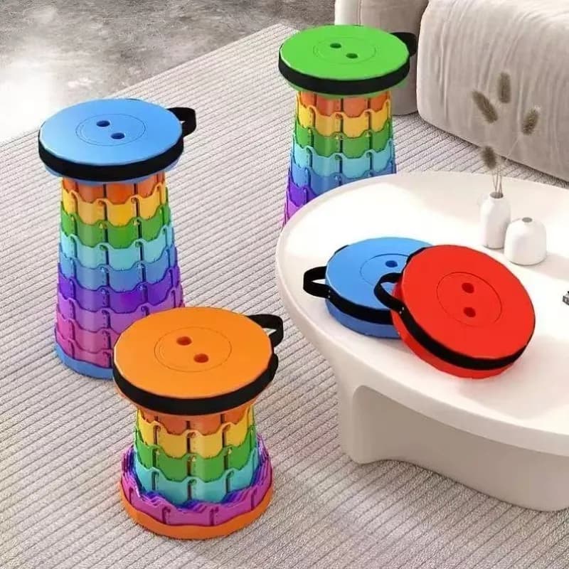 Tabouret pliant portable rétractable arc-en-ciel bleu - Chaise de pêche extensible pour maison et extérieur