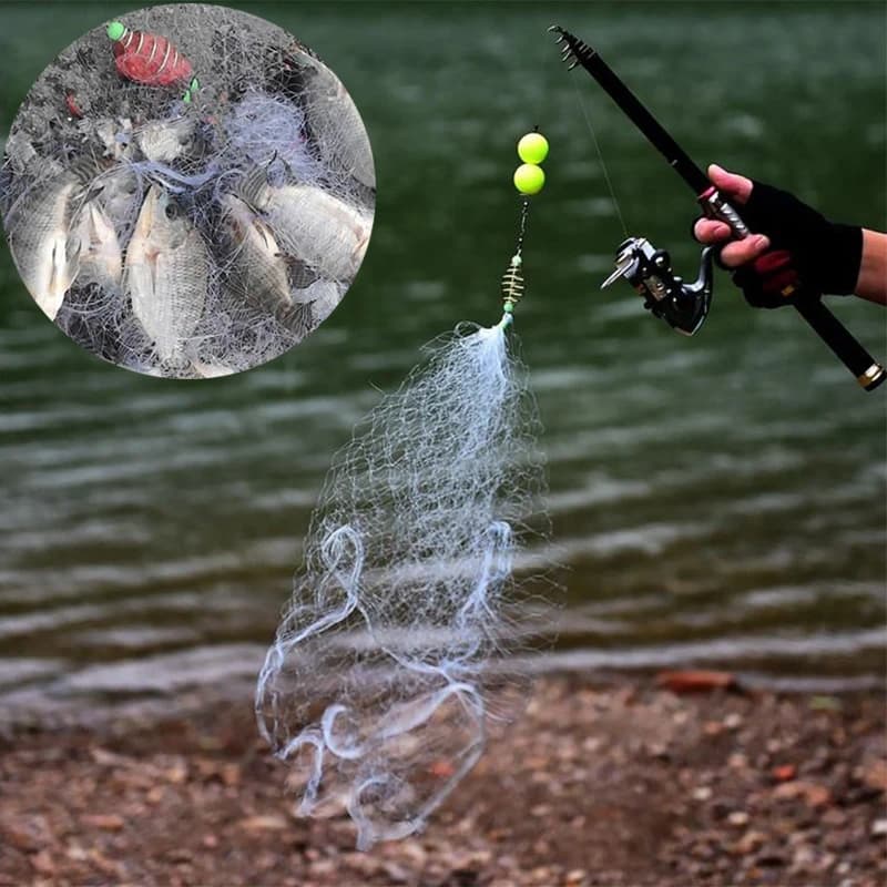 Filet de pêche lumineux avec perles et piège à appâts en cuivre pour poissons de mer et bancs