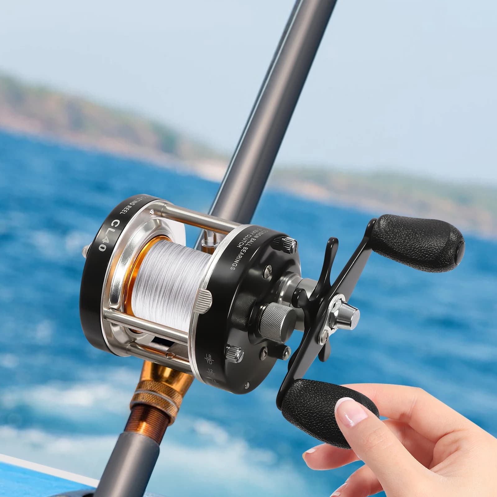 Moulinet casting rond conventionnel pour pêche au gros - Moulinet catfish #40 main gauche ou droite pour pêche traîne