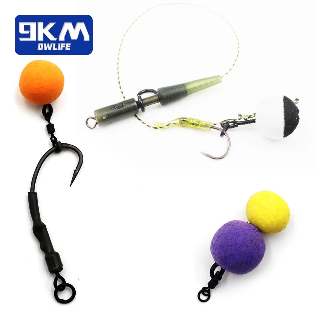 Vis à boilies pour pêche à la carpe avec émerillon - 30 à 60 pièces en acier inoxydable noir mat