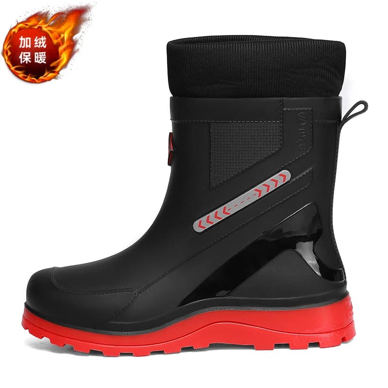 Bottes pluie homme mi-mollet polaire chaude automne hiver pêche neige imperméables