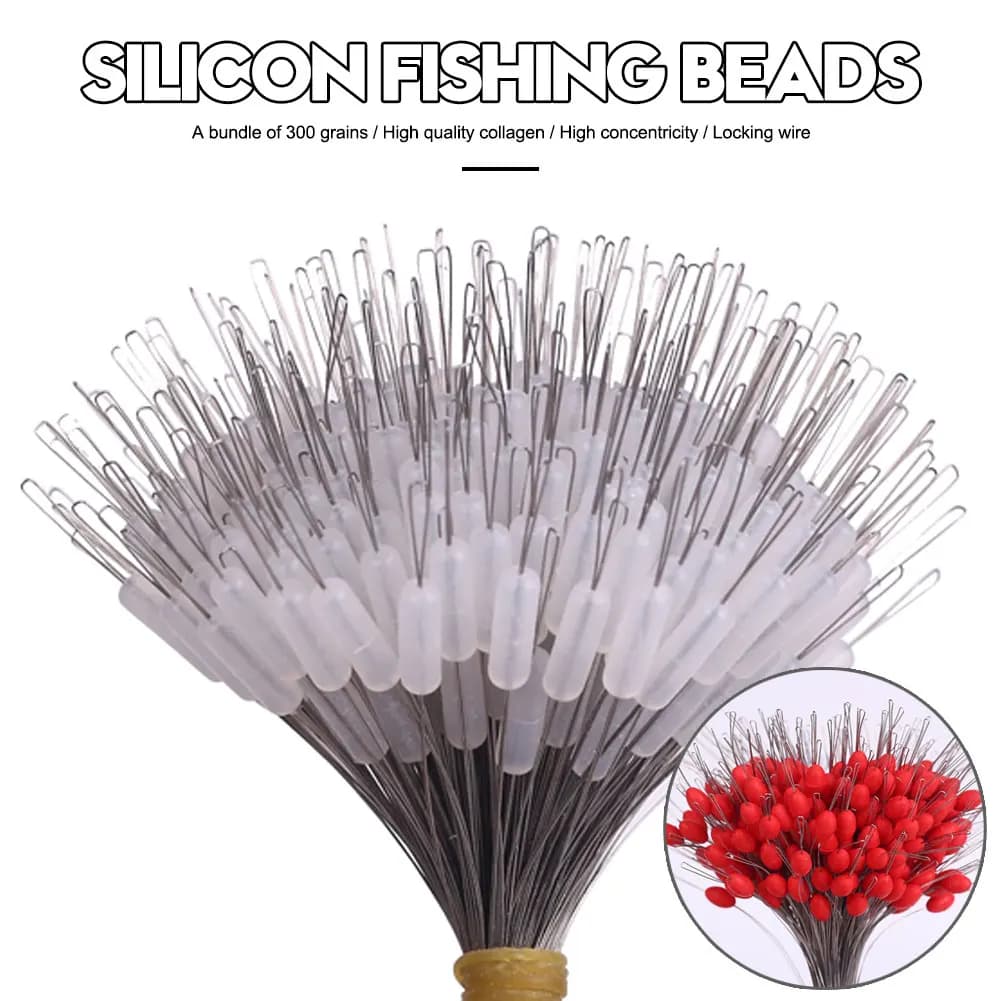 300pcs/Pack Silicon Fishing Line Space Bean Stoppers Cylinder Oval Float Sinker Stops Fishing Gear