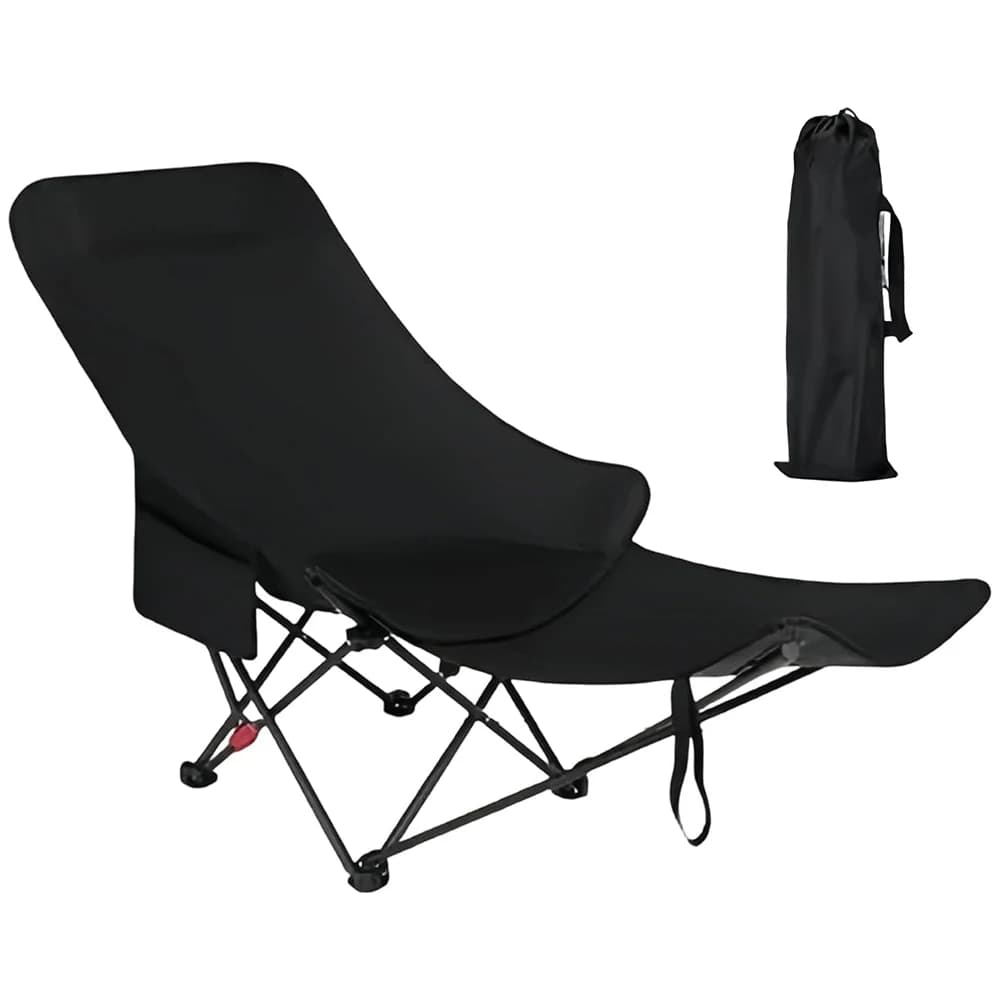 Chaise pêche camping pliante légère avec repose-tête rangement gobelet sac transport randonnée plage